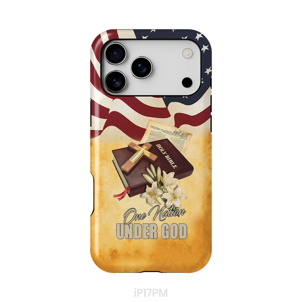 One nation under God American flag cross phone case