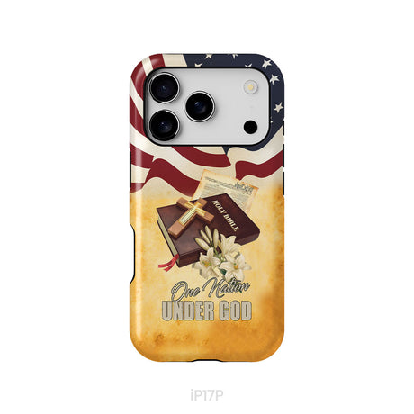 One nation under God American flag cross phone case