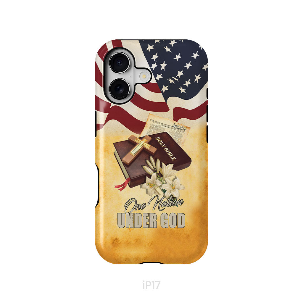 One nation under God American flag cross phone case