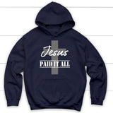 Christian Hoodie Jesus Paid It All Navy / S