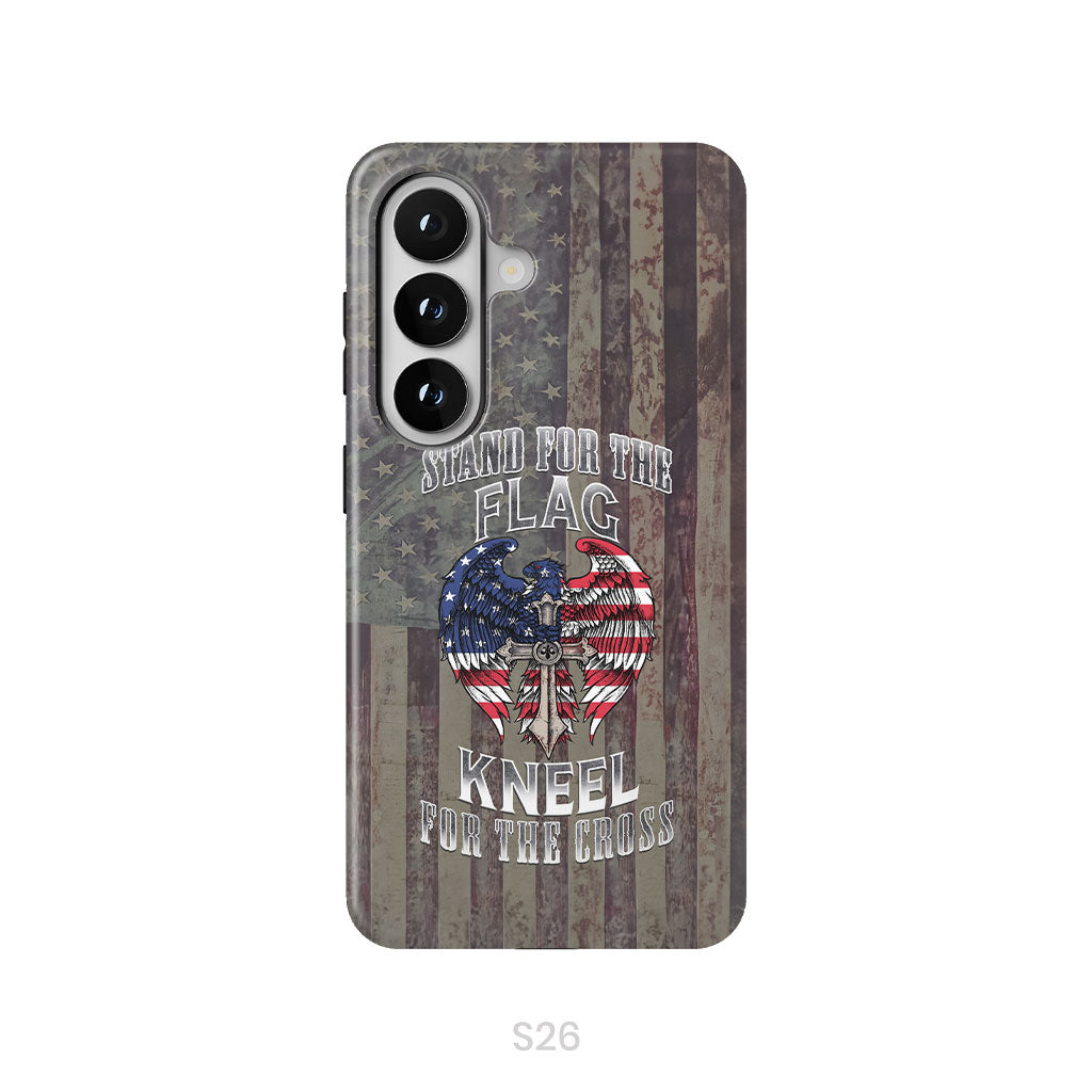 Stand for the Flag and Kneel for the Cross, American Flag Cross, Phone Case