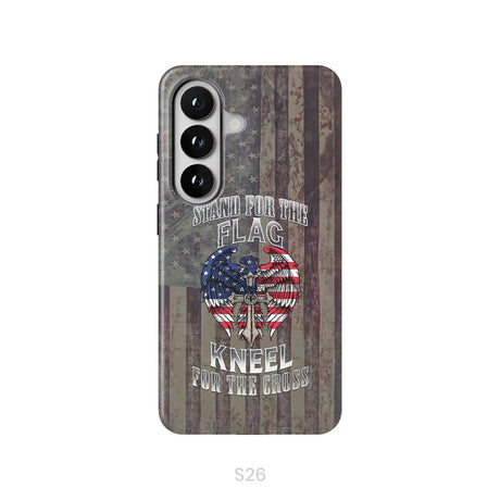 Stand for the Flag and Kneel for the Cross, American Flag Cross, Phone Case
