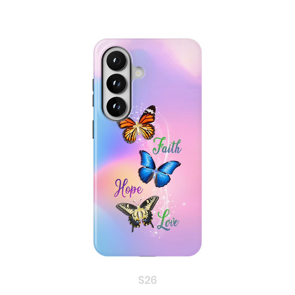 Faith Hope Love, Butterfly, Christian Phone Case