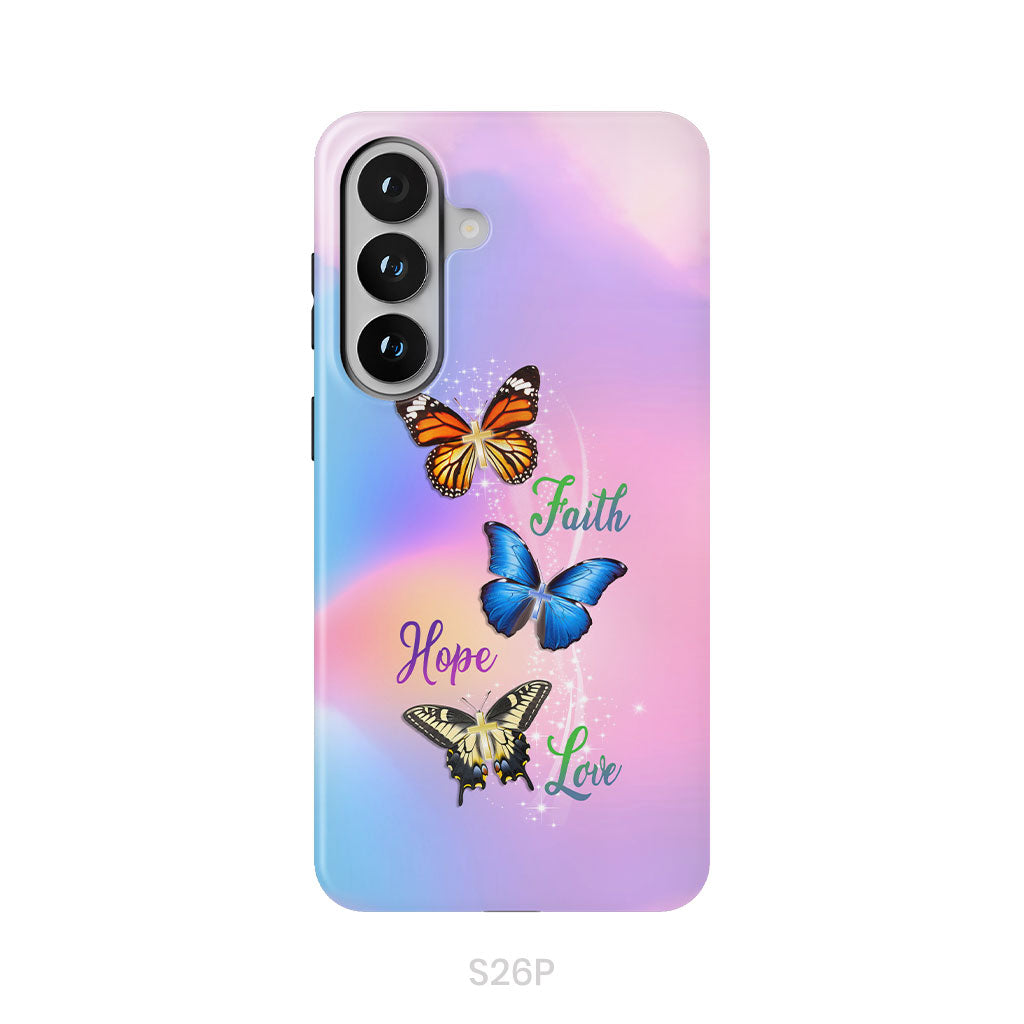 Faith Hope Love, Butterfly, Christian Phone Case