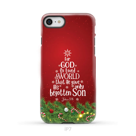 John 3:16 For God So Loved The World – Christmas Tree Christian Phone Case