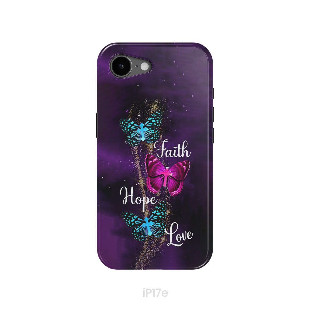 Faith Hope Love Butterfly with Cross Christian phone case