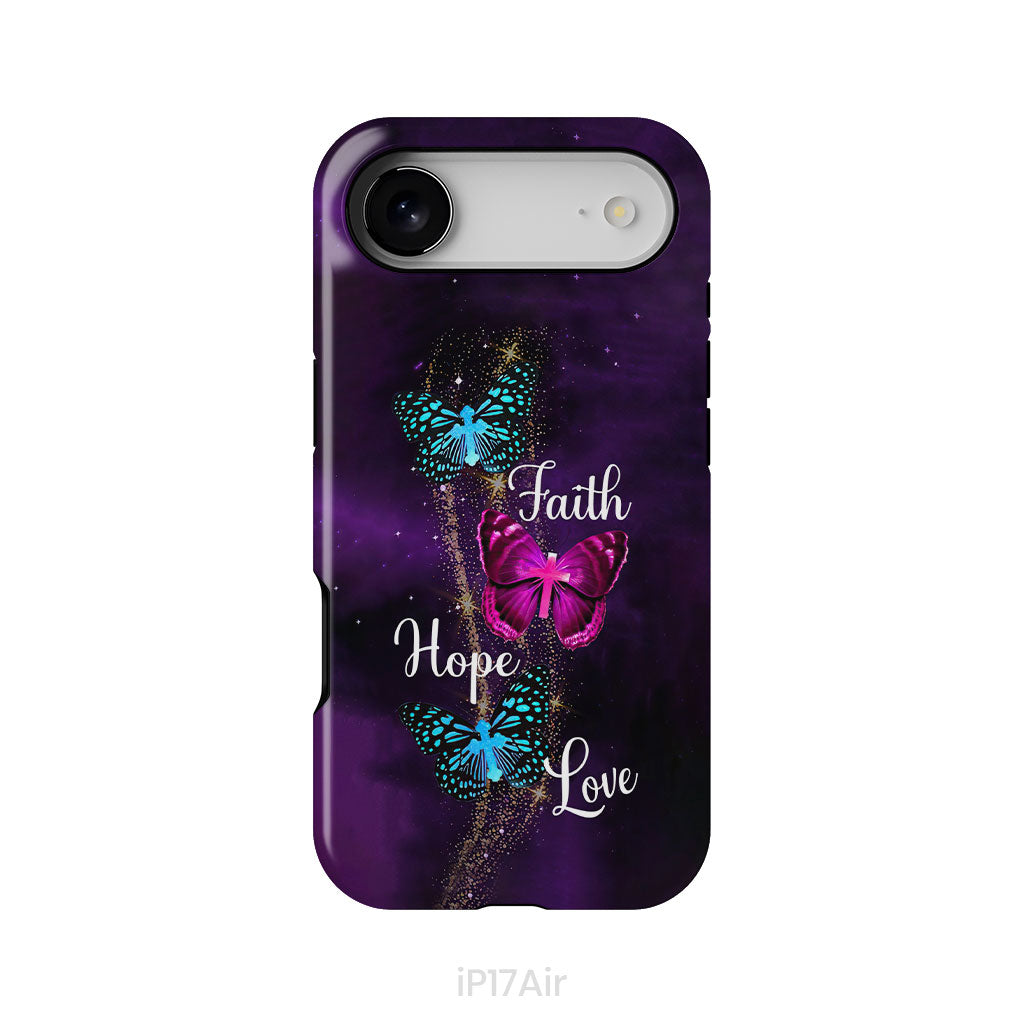 Faith Hope Love Butterfly with Cross Christian phone case