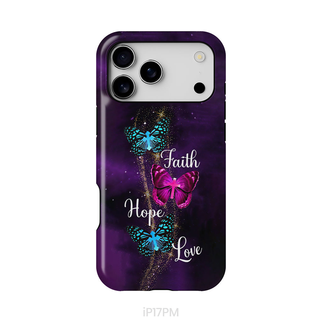 Faith Hope Love Butterfly with Cross Christian phone case