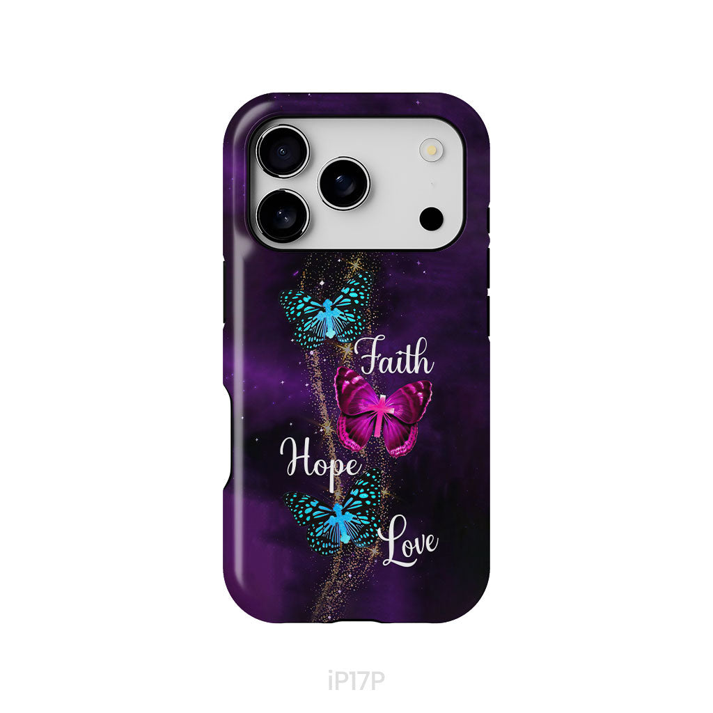 Faith Hope Love Butterfly with Cross Christian phone case