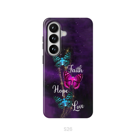 Faith Hope Love Butterfly with Cross Christian phone case