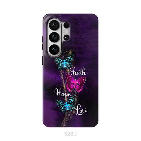 Faith Hope Love Butterfly with Cross Christian phone case