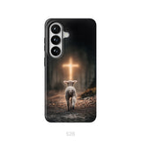 Lamb Walking Toward the Glowing Cross – Christian Phone Case