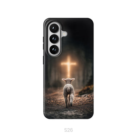 Lamb Walking Toward the Glowing Cross – Christian Phone Case