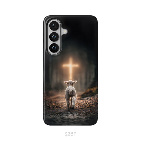 Lamb Walking Toward the Glowing Cross – Christian Phone Case