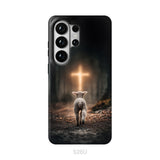Lamb Walking Toward the Glowing Cross – Christian Phone Case