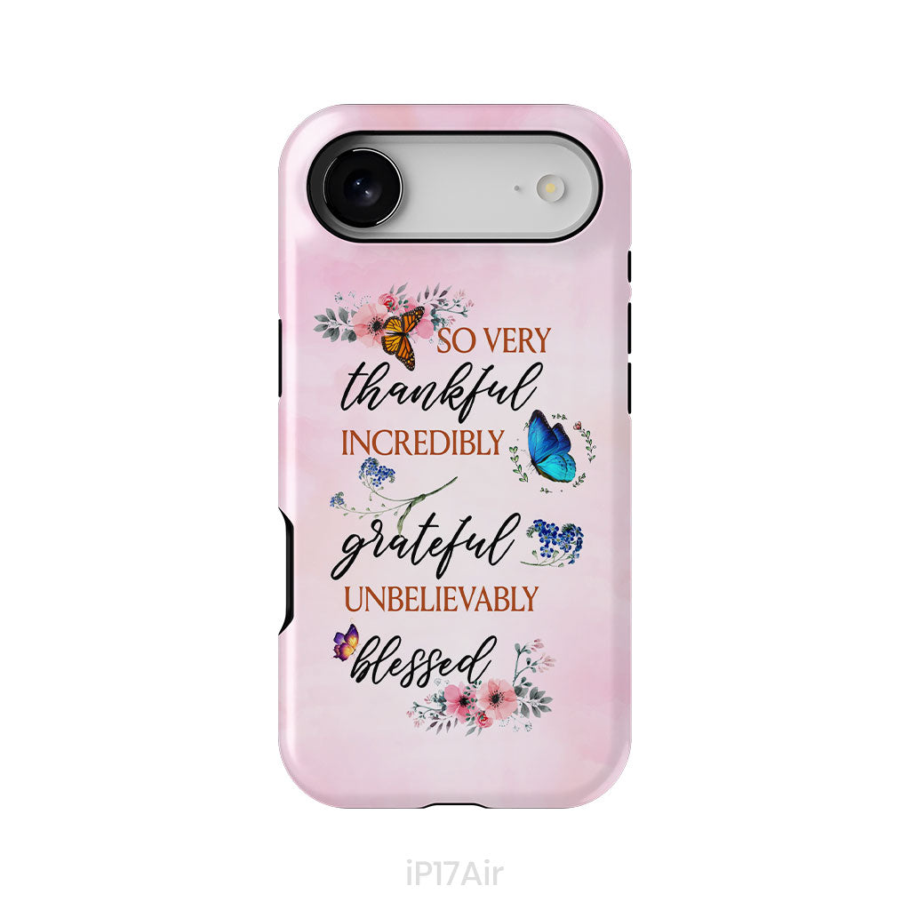 Grateful thankful blessed phone case, Butterfly floral Christian phone cases