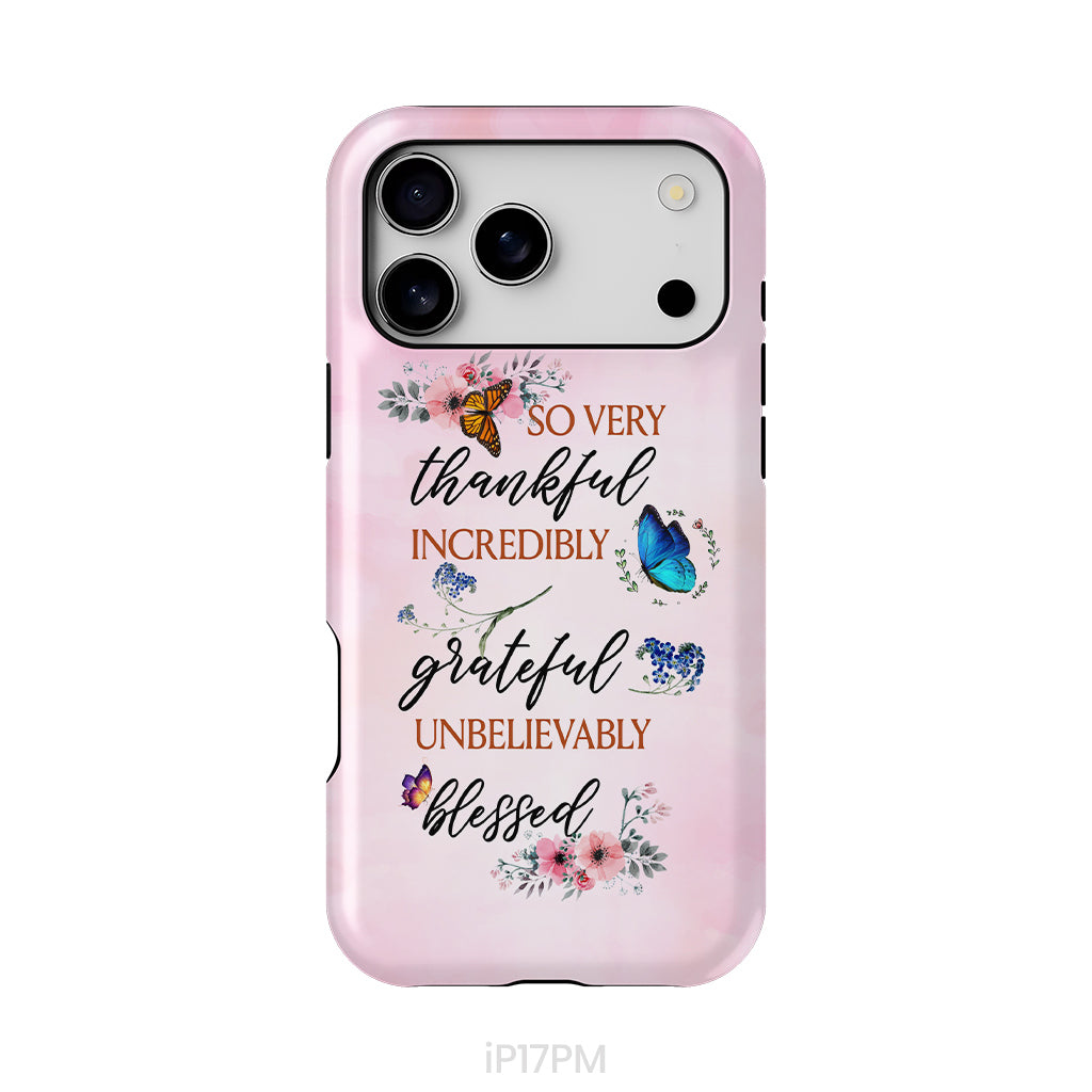 Grateful thankful blessed phone case, Butterfly floral Christian phone cases