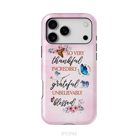 Grateful thankful blessed phone case, Butterfly floral Christian phone cases