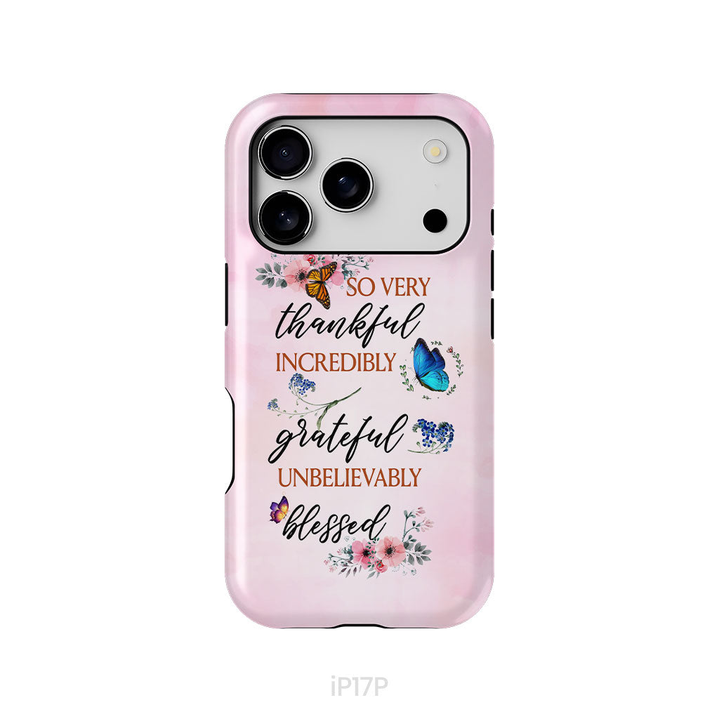 Grateful thankful blessed phone case, Butterfly floral Christian phone cases