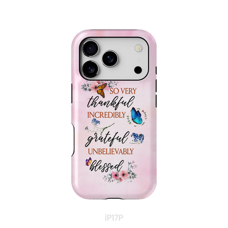 Grateful thankful blessed phone case, Butterfly floral Christian phone cases