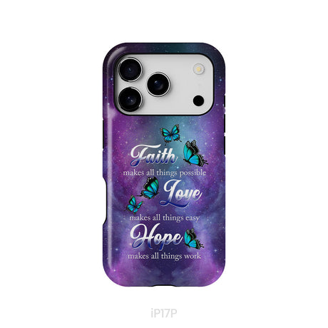Butterfly Faith Makes All Things Possible Christian Phone Case