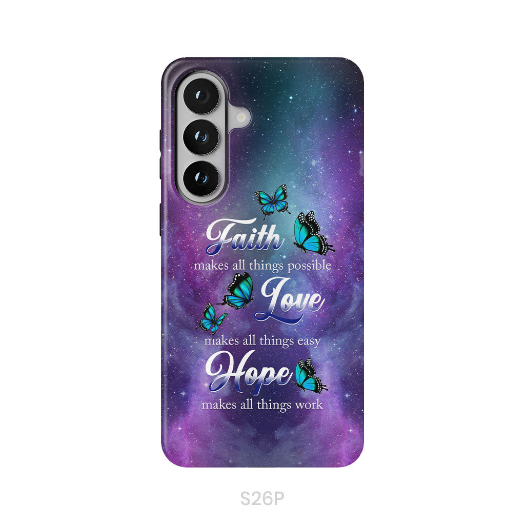 Butterfly Faith Makes All Things Possible Christian Phone Case