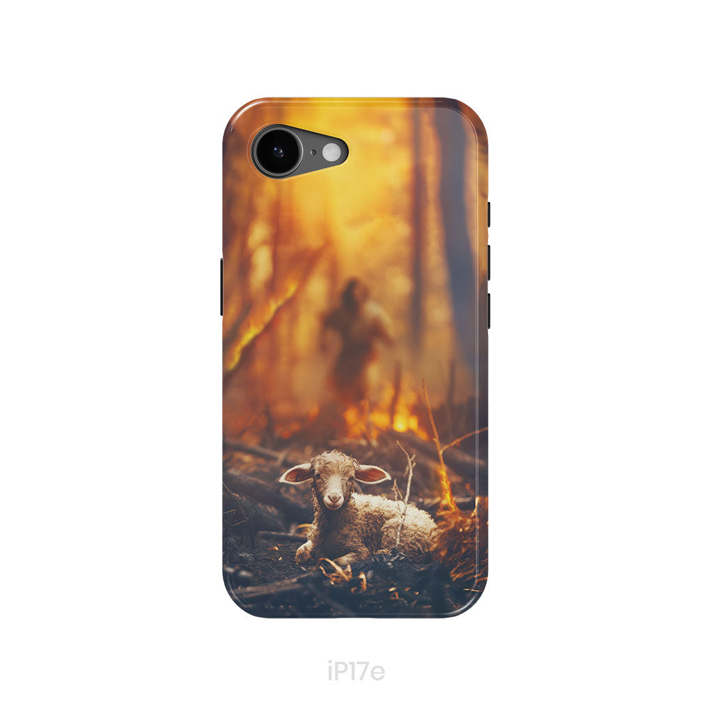 Jesus Rescues Lamb in the Fire Phone Case