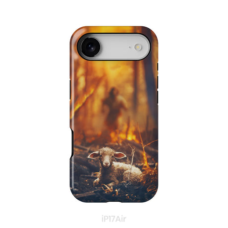 Jesus Rescues Lamb in the Fire Phone Case