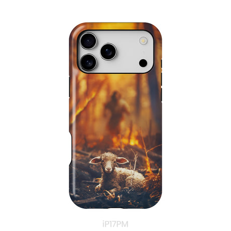 Jesus Rescues Lamb in the Fire Phone Case