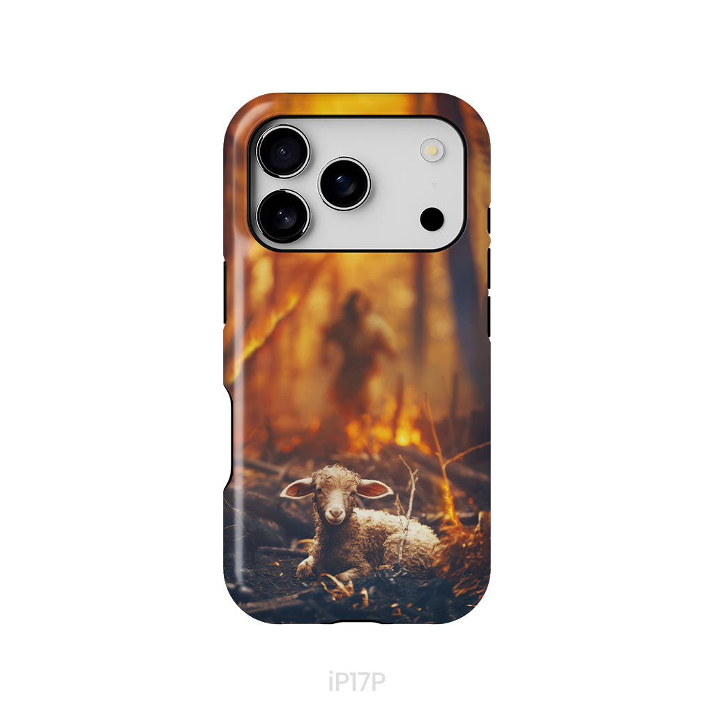 Jesus Rescues Lamb in the Fire Phone Case