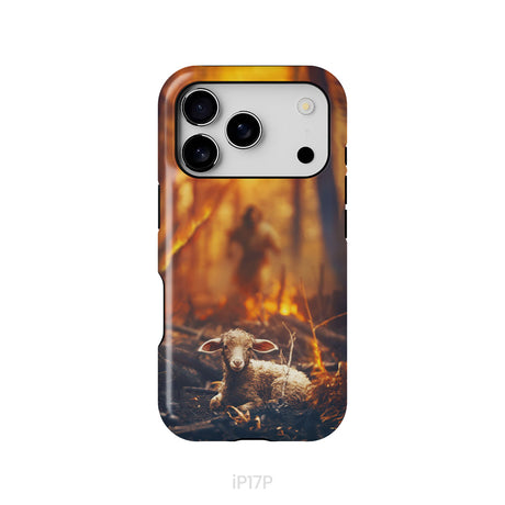 Jesus Rescues Lamb in the Fire Phone Case