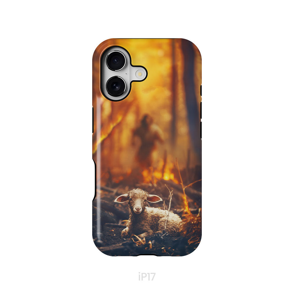 Jesus Rescues Lamb in the Fire Phone Case