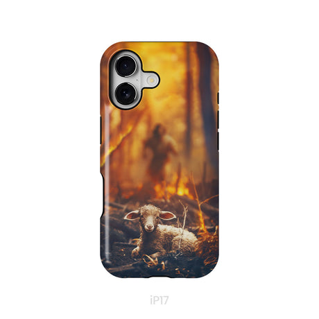 Jesus Rescues Lamb in the Fire Phone Case