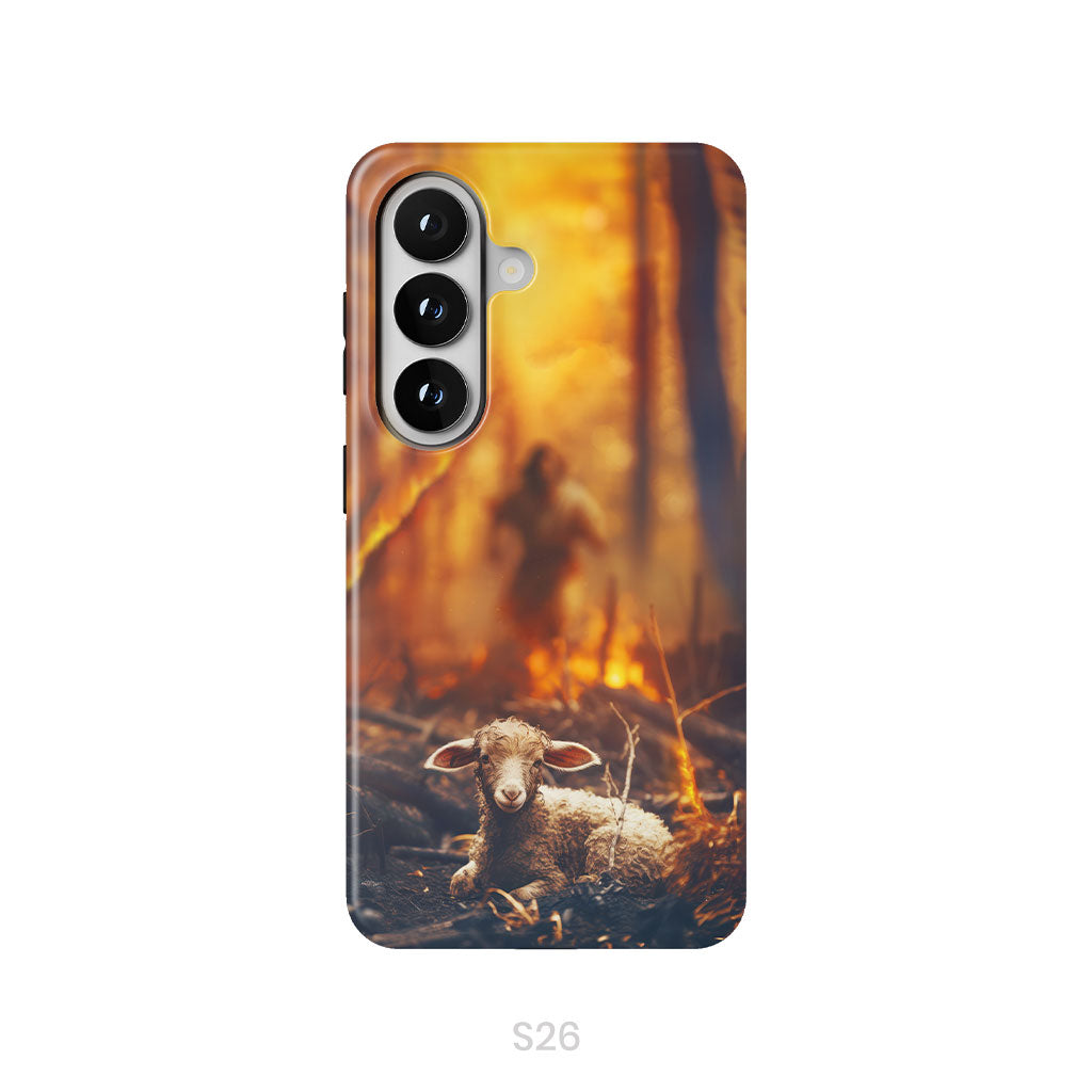 Jesus Rescues Lamb in the Fire Phone Case