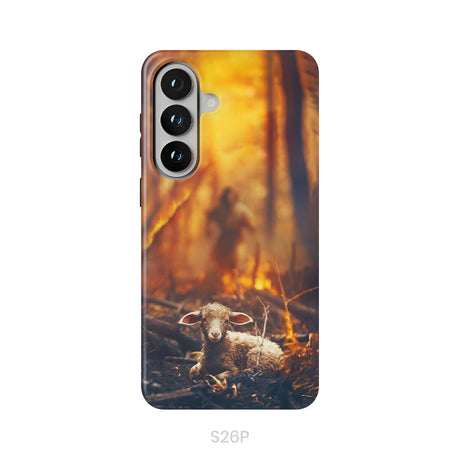 Jesus Rescues Lamb in the Fire Phone Case