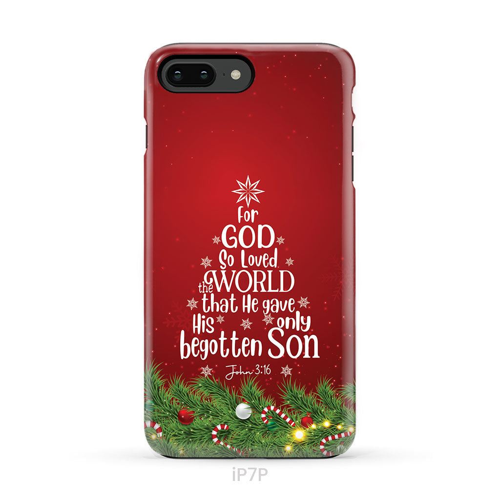 John 3:16 For God So Loved The World – Christmas Tree Christian Phone Case