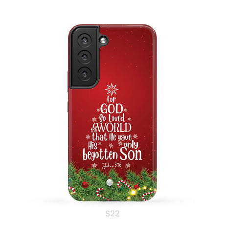 John 3:16 For God So Loved The World – Christmas Tree Christian Phone Case