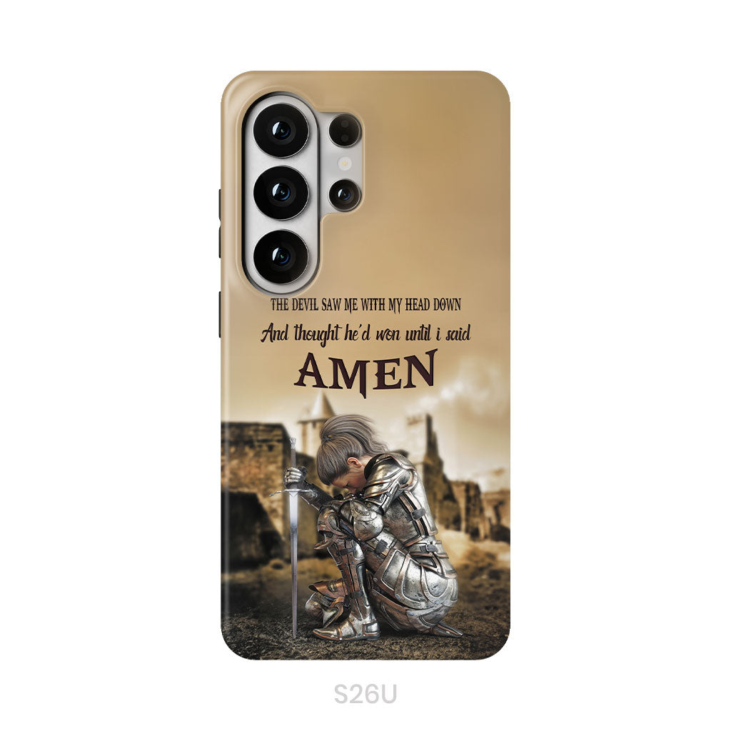 The Devil Saw Me With My Head Down, Woman Warrior of Christ, Phone Case