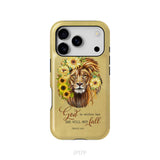 Christian phone cases: God is within her she will not fall sunflower lion phone case