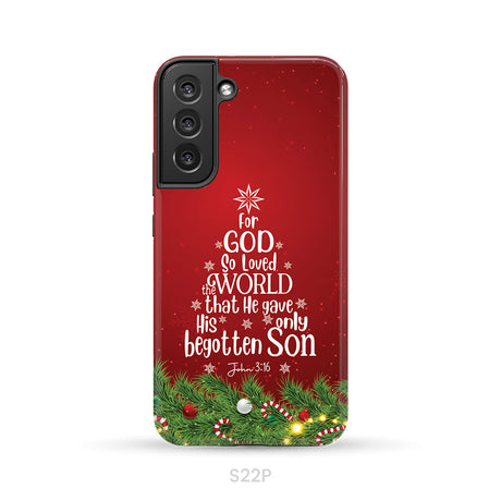 John 3:16 For God So Loved The World – Christmas Tree Christian Phone Case