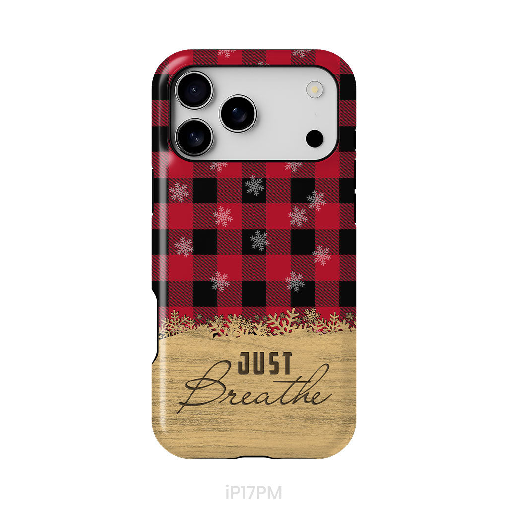 Just Breathe Red Black Buffalo phone case