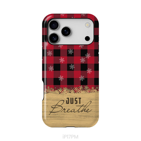 Just Breathe Red Black Buffalo phone case