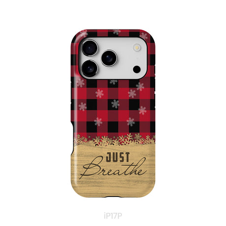Just Breathe Red Black Buffalo phone case