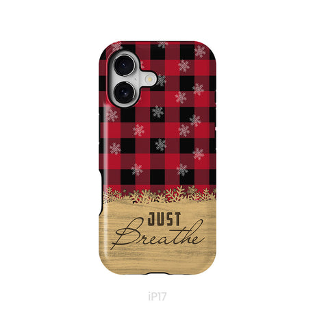 Just Breathe Red Black Buffalo phone case