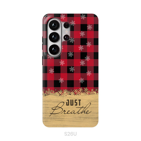 Just Breathe Red Black Buffalo phone case