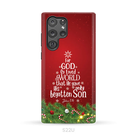 John 3:16 For God So Loved The World – Christmas Tree Christian Phone Case