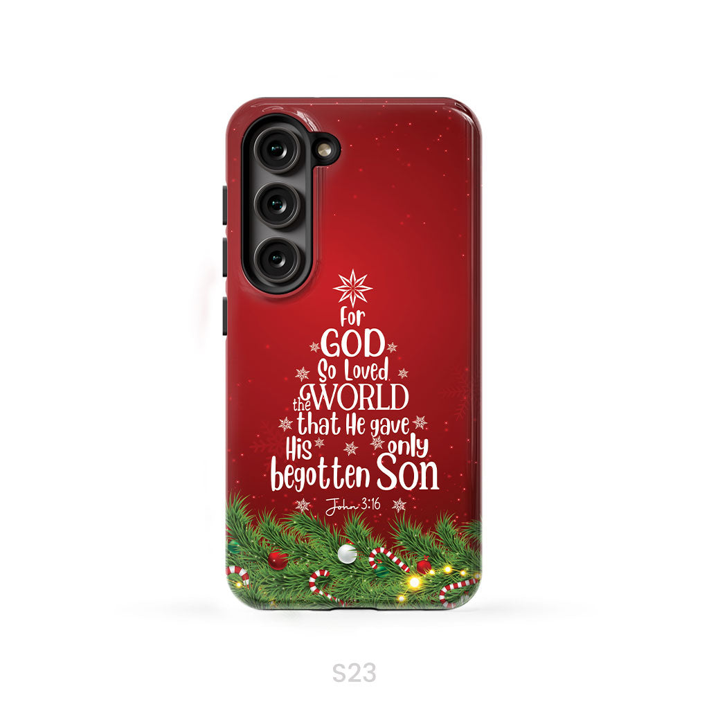 John 3:16 For God So Loved The World – Christmas Tree Christian Phone Case