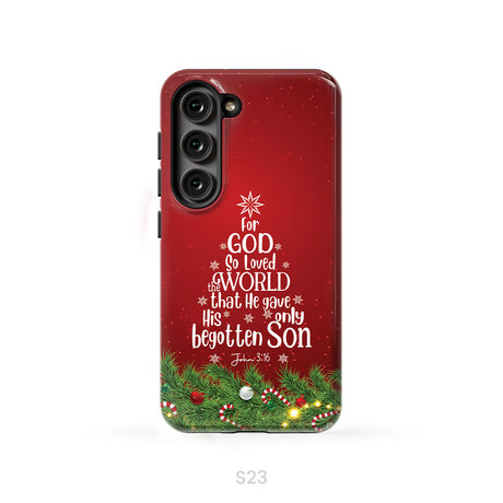 John 3:16 For God So Loved The World – Christmas Tree Christian Phone Case