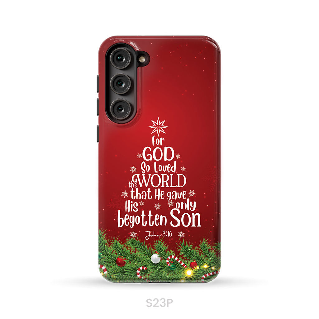 John 3:16 For God So Loved The World – Christmas Tree Christian Phone Case