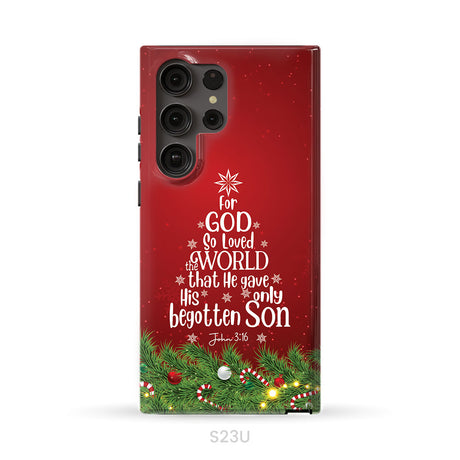 John 3:16 For God So Loved The World – Christmas Tree Christian Phone Case